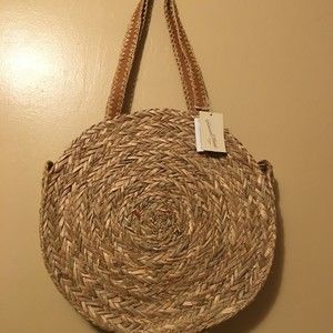 Rattan Circular Beach Bag NWT